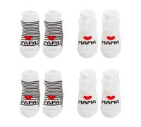 4 Paires De Chaussettes Bébé En Coton, Chaussettes Nouveau-Né, Chaussettes Rayées En Coton Love, Chaussettes Enfants Antidérapantes, Cadeaux Pour Futurs Parents