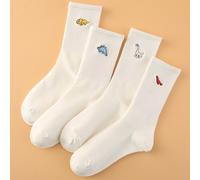 4 paires de chaussettes de base pour hommes avec motif de dinosaure brodé, style quatre saisons, tailles européennes et américaines, taille suffisante, confortables, respirantes, résistantes et non ét