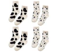 4 Paires De Chaussettes en Forme d'animaux Mignons, Chaussettes en Peluche, Chaussettes Douces Et Chaudes, Chaussettes De Dessin Animé Créatives, Chaussettes Mi-Mollet Intéressantes