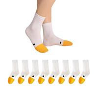 4 Paires De Chaussettes En Forme D'Oie, Chaussettes Au Design Créatif, Chaussettes Intéressantes, Chaussettes Mignonnes Avec Personnalité, Chaussettes Douces Et Respirantes Au Milieu Du Mollet