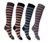 4 paires de Chaussettes Hautes Montantes pour femme en coton chaud fabriquées en Italie, taille unique (SET ANIMALES A)
