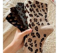 4 paires de chaussettes mi-mollet imprimé léopard pour femmes, à la mode et confortables, dégageant une élégante ambiance automnale/hivernale, couleurs aléatoires 39-42,36-39,10 paires de nombres aléa
