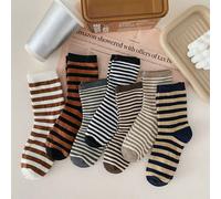 4 paires de chaussettes mi-mollet rayées rétro, personnalisées, mode simple, polyvalentes, confortables et douces, convenant pour un port quotidien pour femmes Une paire aléatoire,(36-39) 5 paires alé
