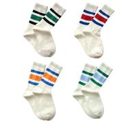 4 Paires De Chaussettes Rayées, Chaussettes À Rayures Pour Femmes, Chaussettes De Sport À Rayures Rétro, Chaussettes En Coton Pour Vêtements De Travail, Chaussettes En Coton Décontractées