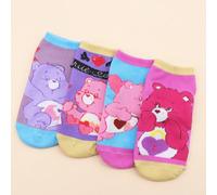 4 paires de chaussettes thème Bisounours pour femmes, représentant l'Ours, Bisouours Soleil, Bisounours Vœu, Bisouours Soleil en forme de cœur, convenant pour un port quotidien, idéal pour offrir lors