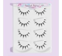4 paires de faux cils naturels et moelleux, convenant pour un port quotidien, style dessin animé, indispensable pour les voyages, faux cils en bandes Fibre chimique