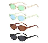 4 Paires De Lunettes De Soleil, Lunettes De Soleil Rétro Ovales, Lunettes À Petite Monture, Lunettes De Protection Solaire D'Extérieur, Lunettes De Soleil Esthétiques, Accessoires Photo De Fête