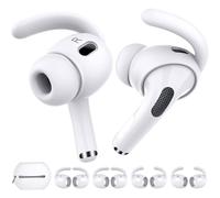 4 paires d'embouts compatibles avec AirPods Pro 2 crochets d'oreille + pochette de rangement, embouts en silicone antidérapants (2L+2S, blanc)