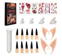 4 Paires Dent de Vampire Enfant Adulte, Coffret Halloween Vampire 28 Pièces, Dents de Vampire pour Halloween, Crocs de Vampire, pour Cosplay, Halloween, Karneval et Soirées Costumées