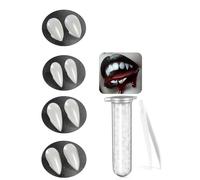 4 Paires Dent de Vampire Halloween,Kit de dent de Vampire avec 1 Tube Colle Pellets Adhésif pour Halloween Dentier, Vampire Teeth pour Partie Cosplay de Fête Halloween(13 mm, 15 mm, 17 mm 19 mm)