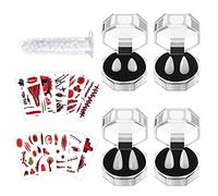 4 Paires Dents de Crocs de Vampire,Dents de Vampire enfant adulte,10 feuilles Fausses Cicatrices,1 Tube Adhésif de Granules,dents de vampire realiste, pour Partie Cosplay Crocs de Fête Halloween