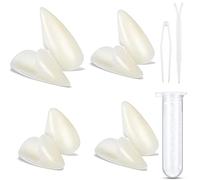 4 Paires Dents de Vampire, Dents de Vampire pour Halloween, Crocs de Vampire de 13MM, 15MM, 17MM, 19MM avec 1 Tube Adhésif de Granules de Dents, Crocs de Vampire pour Adultes Enfant Cosplay