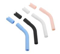 4 Paires Embout de Paille en Silicone 8mm Coudé Anti-brûlure | Manchon Antidérapant Texturé, Compatible Gobelets Thermiques et Pailles Droites, Lot