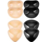 4 Paires Insertions de Coussinets de Soutien-Gorge Auto-Adhésifs Amovibles Push Up Breast Enhancer pour Bikini, 2 Formes (Noir et Beige)