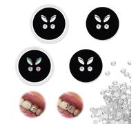 4 Paires Kit Strass Dentaire Professionnel Strass Dent pour Créer des Motifs de Papillons Du Nail Art Maquillage des Yeux Coques de Téléphone Personnalisées avec 2 Boîtes 1452 Bijoux Dentaire