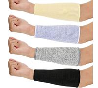 4 Paires Manchons de Bras pour Peau Fine Protège-Bras Housse de Protection Résistante aux Brûlures Manchon D'avant-Bras pour Femmes et Hommes, Cuisine (Noir, Violet, Gris, Beige, 20 cm)