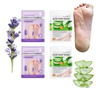 4 Paires Masque Pied Hydratant, Masque Pieds Exfoliant et Nourrissant, soin des pieds, pour Callosités, Crevasses et Pieds Secs et fendillés(2 paires Aloe vera + 2 paires Lavande)