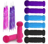 4 Pairs Kids Scooter Grips Rubber Bike Grips With 2 Pairs Of Streamers, 22mm Anti-Slip Handlebar For 2/3/4 Wheeled Scooter, Triple Bike For