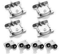 4 Pairs of Sliding Door for Wardrobe Door, Castor Cabinet Rollers, Nylon Iron Alloy Roller Wheels for Cabinet, Showcase, Replacement Roller Door