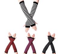 4 Pairs Of Women's Fingerless Gloves Winter Long Gloves Wrist Guards With Finger Holes Soft Elastic Material For Girls