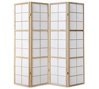 4 pan diviseur de pièce écran Pliant - Bois diviseur Shoji en Papier de Riz Blanc Naturel