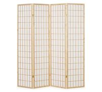 Homestyle4u 4 pan diviseur de pièce écran Pliant - Bois diviseur Shoji en Papier de Riz Blanc Naturel