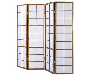 4 pan diviseur de pièce écran Pliant - Bois diviseur Shoji en Riz Brun Blanc