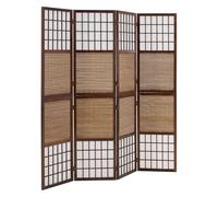4 pan diviseur de pièce écran Pliant - diviseur de Shoji Bois avec du Bambou dans Le Riz Brun Blanc