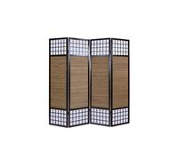 Homestyle4u 876, 4 pan Diviseur de pièce paravent Taille spéciale 2 m de Hauteur - Bois diviseur Shoji avec Bambou au Riz Brun Blanc