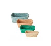 4 paniers de rangement rectangulaires en raphia