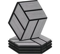 4 Panneaux muraux 30x26 hexagone gris bois Multicolore