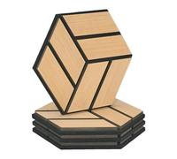 Panneaux acoustiques Muraux Hexagone Nid d'abeille 30 x 26 cm Chêne Naturel Bois Set de 4 3D