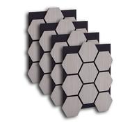 4 panneaux muraux 62x76 hexagone gris bois