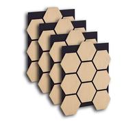4 panneaux muraux 62x76 hexagone naturel bois
