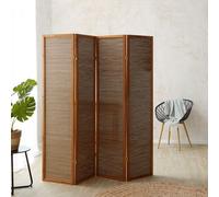 4 Panneaux Paravent Diviseur Cloison Séparateur Diviseur Bambou Brun Homestyle4u