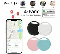 4 paquets de repère intelligent multicolore (iOS uniquement), étiquette Bluetooth sans fil compatible avec Apple Find My (iOS uniquement), protection de la vie privée, batterie remplaçable, pour sacs,