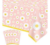 4 Paquets Marguerite Nappe de Table Daisy Flower Nappe de Table Groovy Party Nappe de Table Daisy Themed Flower Birthday for Beach Pool Party Supply 51 x 86 inch