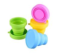 4 Paquets Tasse Pliable de Qualité Alimentaire Réutilisable en Silicone Compacte avec Couvercles Ensemble de Boisson Extensible Portable pour les Voyages en Camping en Plein Air et la Randonnée