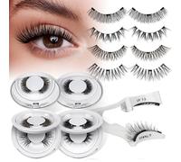 4 par Pestañas Postizas Magneticas de larga duración, Pestañas Magneticas riutilizzabili con applicatore, Aspecto de Naturales, No requiere pegamento, fácil de colocar (4P-02)