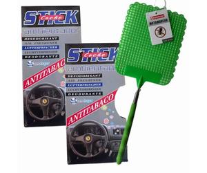 4 parfums anti-tabac pour voiture + 1 tapette à mouches télescopique | 3 couleurs aléatoires, sans câbles ni piles, réglable 29-75 cm, parfum pour voiture