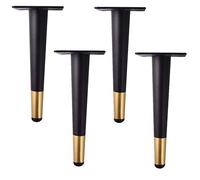 4 Pattes de Meubles en Métal,Pieds de Table Cône,Noir Pattes de Meuble TV,Pieds de Canapé,Pied de Chaise Table Basse,Jambes de Lit,Jambes de Cuisine,Support 800kg,Base Dorée,12cm-72cm(straight20cm)