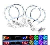 4 pcs 131 mm LED Angel Eyes Halo Anneaux Télécommande IR pour BMW E36 E38 E39 E46 Multicolore 5050 RVB Flash SMD Lumières de voiture (A) (131 mm)