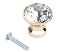 4 Pcs 30 mm Crystal Cabinet Dresser Knobs, Single Hole Drawer Pull Handles, Shiny Metal and Crystal Door Knobs with Electroplated Finish for Wardrobe Closet Kitchen Cupboard (Petit or monotrou)