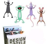 4 Pcs 3D Cartoon Animal Bookmark Wacky Palz - Plus de Plaisir en Lecture, Marque-Pages Drôles et Mignons en Forme d'Animaux Nouveauté