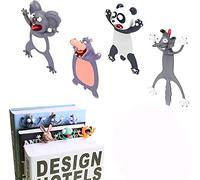 4 Pcs 3D Cartoon Animal Bookmark Wacky Palz - Plus de Plaisir en Lecture, Marque-Pages Drôles et Mignons en Forme d'Animaux Nouveauté