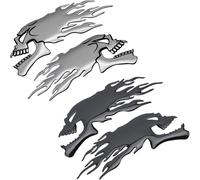 4 Pcs 3d Sticker Skull Flame Tank Decoration Stickers Protection Motorcycle Skull Demon Sticker Tank Universal Waterproof Film Painting Motorcycle Against Scratches (A)