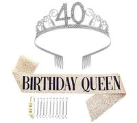 4 pcs 40 ans Anniversaire Couronne et Queen Ceinture épingles à nourrice Tendance en Perles Bobby Pins Peut être Utilisé Pour mariage, Anniversaire, fête, Rassemblement, Halloween, Noël