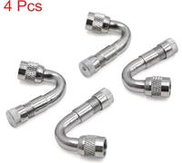 4 Pcs 45 degrés Ton Argent véhicule voiture tordues queue soupape Pneumatique Jante