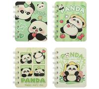4 Pcs A7 Panda Carnet à Spirale, Dessin Animé Animal Panda Ours Petit Journal de Poche Relié Relié Portable Carnets de Notes Lignés Bloc-Notes Journal pour Enfant Fête de Noël Fournitures de Bureau