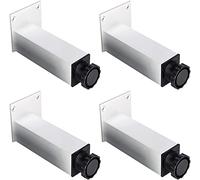4 Pcs Adjustable Table Legs, Aluminum Alloy Cabinet Legs, Square Furniture Feet 10/20cm, with Quiet Base, Dresser for Replaceable Supporting Feet,Silver-35cm(13.8in)